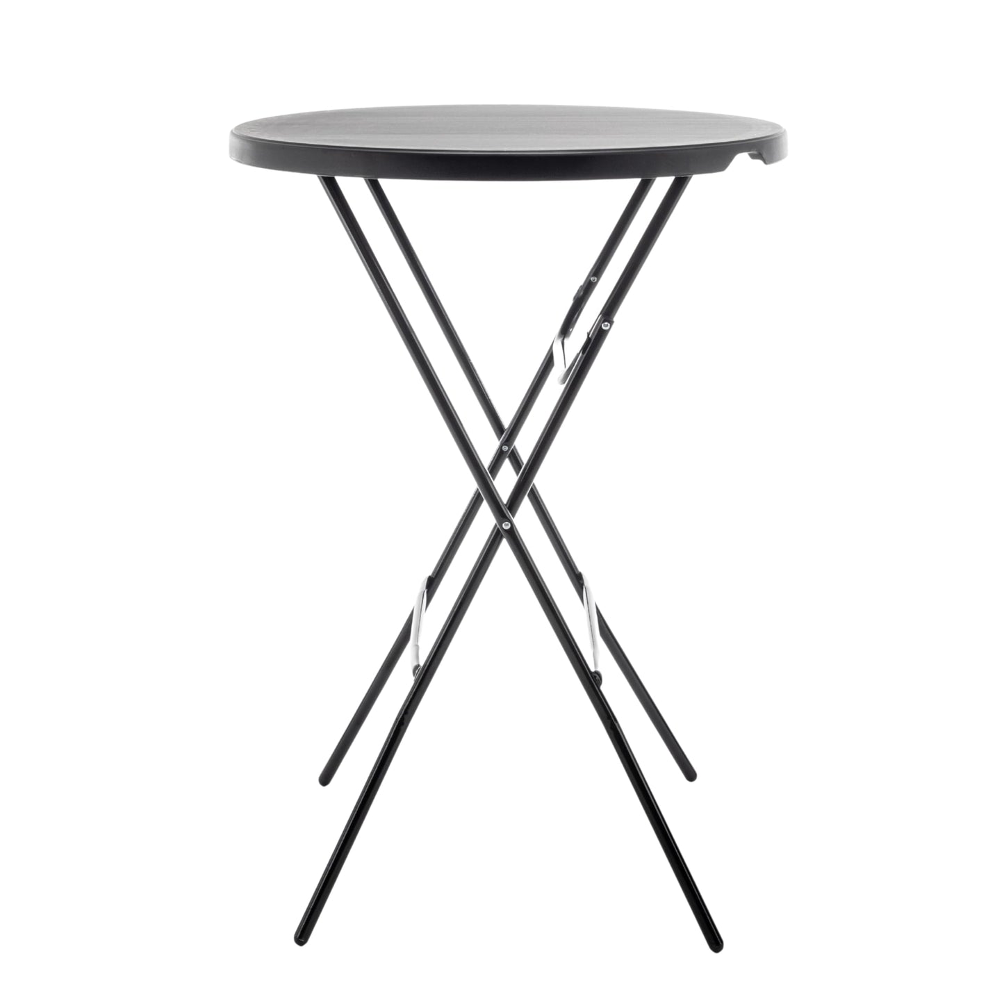 BTEXPERT Set of 5, Black 2.63 Foot Round Plastic Bar Height Folding Table Commercial Portable for Banquet Patio Backyard Dining Wedding Party Events Home Kitchen Indoor Outdoor, Thick Top Metal Frame