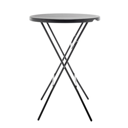 BTEXPERT Set of 5, Black 2.63 Foot Round Plastic Bar Height Folding Table Commercial Portable for Banquet Patio Backyard Dining Wedding Party Events Home Kitchen Indoor Outdoor, Thick Top Metal Frame