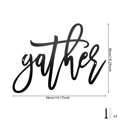 Metal Gather Sign Wall Decor Metal Cut Words Laser Cut Word Farmhouse Decor for Home Living Room, Bedroom, Bathroom and More