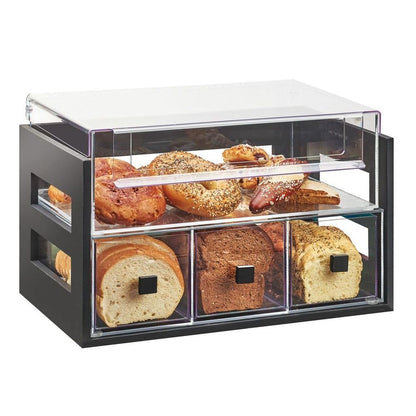 CAL-MIL Midnight Bamboo Bread & Pastry Display Case with 3 Drawers & Top Compartment | Commercial Food Service & Buffet | 20.125" W x 12.75" D x 13.125" H