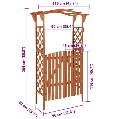 Fregramei Wooden Pergola with Gate, Outdoor Climbing Plants Garden Arbor for Lawn, Poolside, Backyard, Patio, Terrace, 45.7"x15.7"x80.3" Solid Firwood,-253