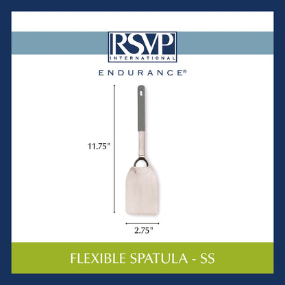 RSVP International Endurance Kitchen Tool Collection Flexible Stainless Steel, Dishwasher Safe, Spatula