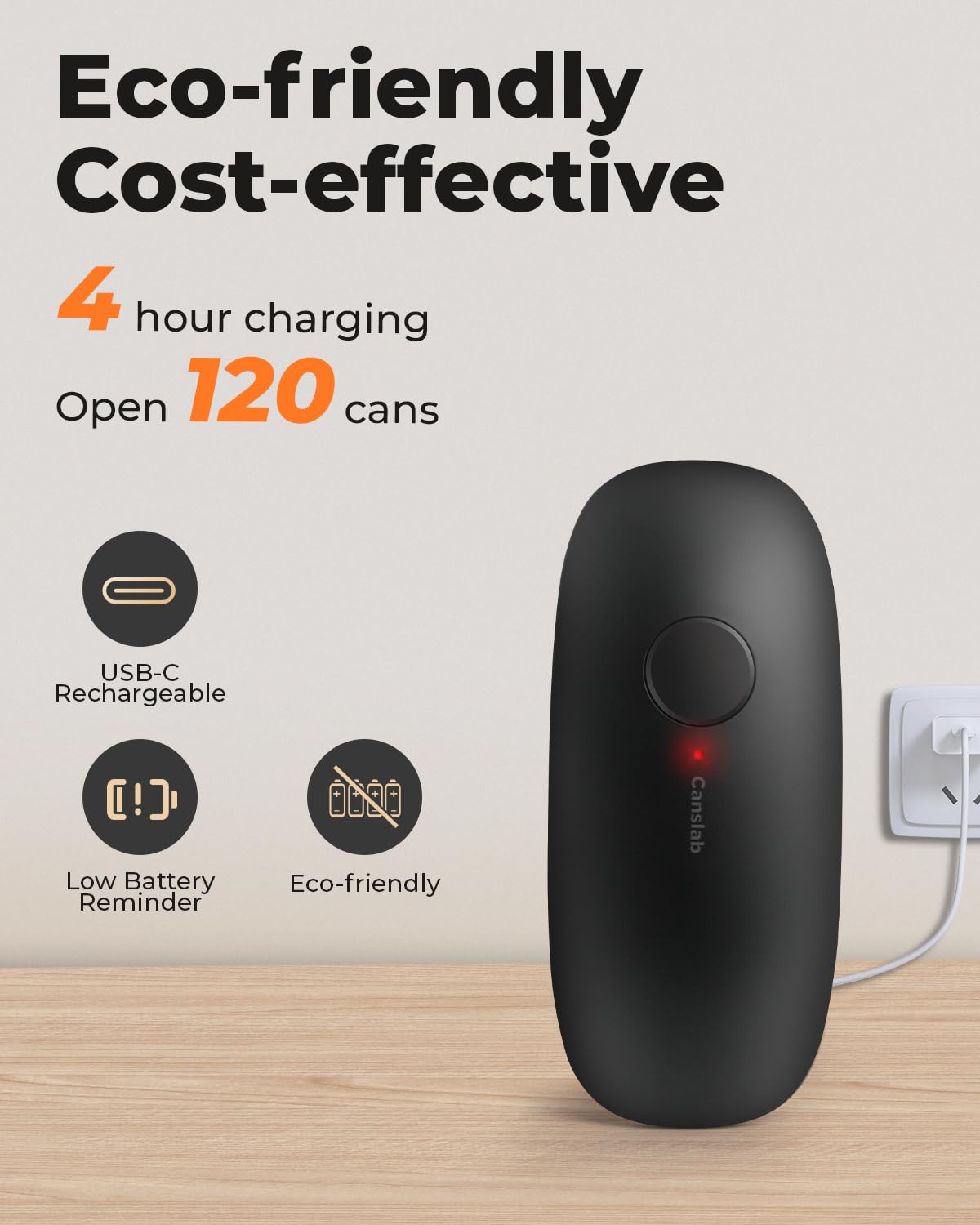 Canslab Ultrablde (Basic Version）_Rechargeable Electric Can Openers for Kitchen for Seniors with Arthritis- USB Battery Can Opener for Any Size Can - Smooth Edge, Handsfree, Wall Mountable Opener