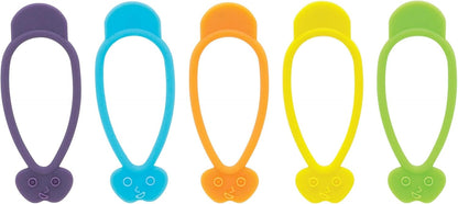 HIC Kitchen Stretch and Twist Silicone Bag Ties, Set of 10 with Storage Bag, Reusable Food Sealing Clips