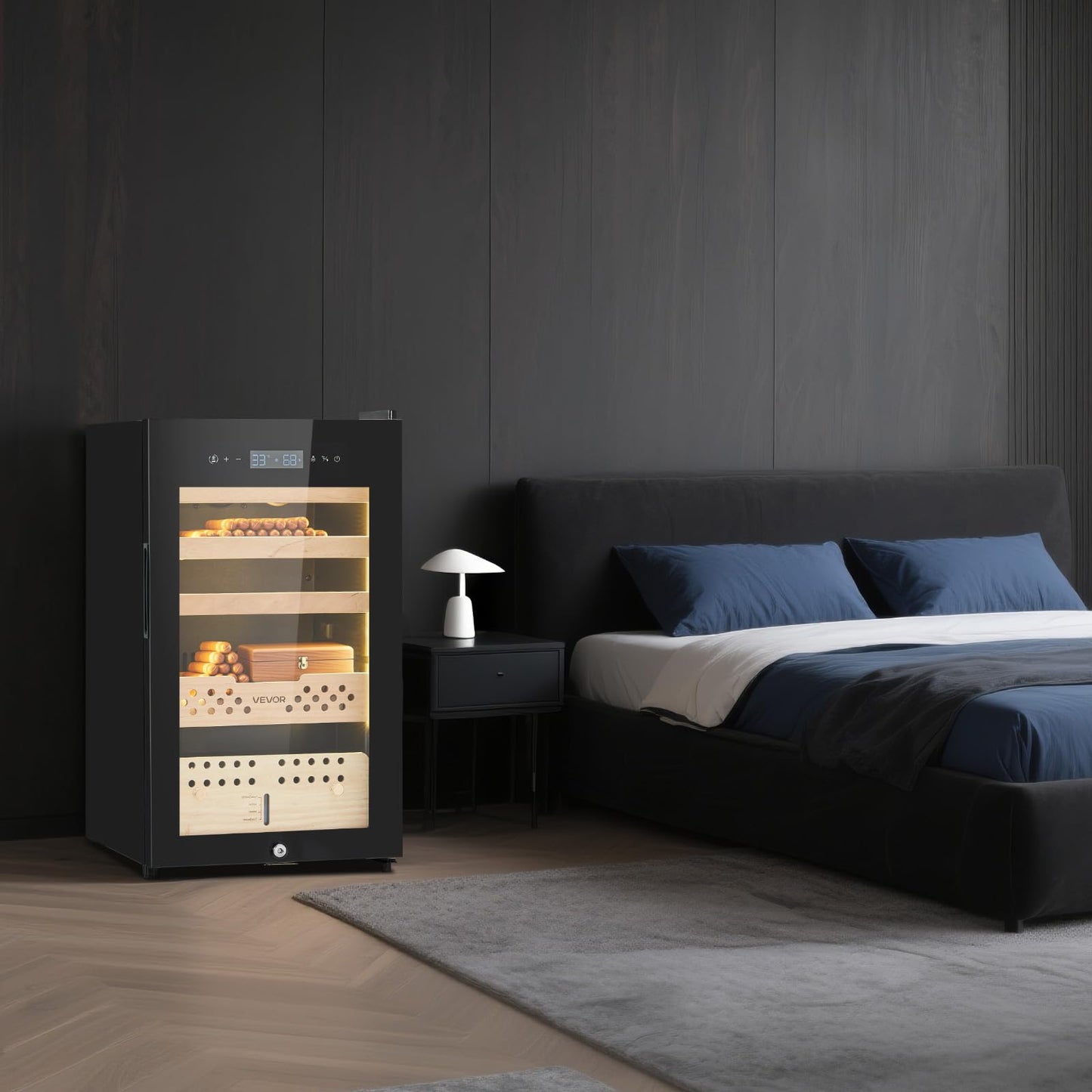 VEVOR Electric Humidor, 70L, 400 Counts Electric Cigar Humidor Cabinet with Compressor Cooling, Constant Humidity & Temperature Control, Spanish Cedar Wood Shelves & Drawers, 4 Layers, for Household