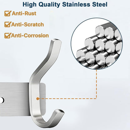 AZW Coat Rack Wall Mount,Heavy Duty Stainless Steel Metal Coat Hooks Hanging for Robes Bags Keys Hat Clothes and Bathroom Door Towels Hanger（Brushed Silver Nickel 5 Hooks