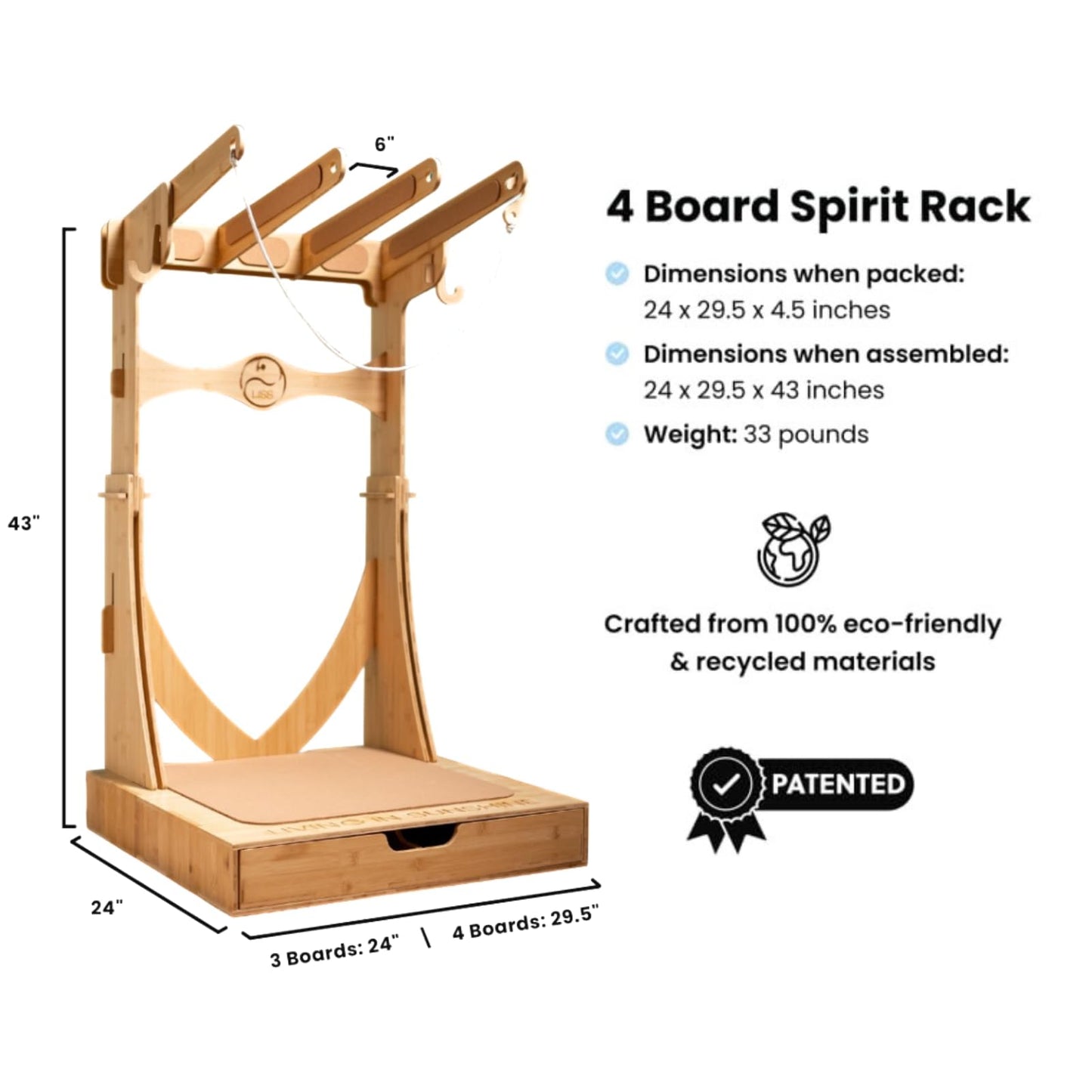 Complete 4-Board Surf Storage Bundle – Includes Spirit Rack 4-Board Freestanding Rack and Sun Rack 4-Board Wall-Mounted Rack – Ultimate Organization for Surfboards, Snowboards, Skis, and More