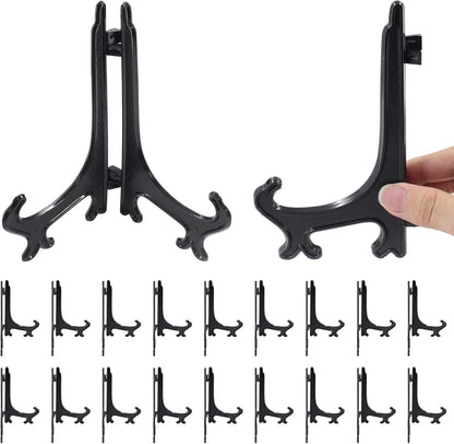 20 Pcs 5 Inch Black Plastic Easels for Displaying Pictures, Photos, Artworks, Posters, Small Boards