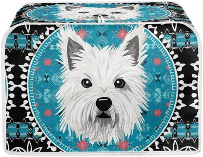 4 Slice Toaster Cover, West Highland White Terrier Design, Blue Mandala Universal Fit Wide Slot Bread Maker Cover