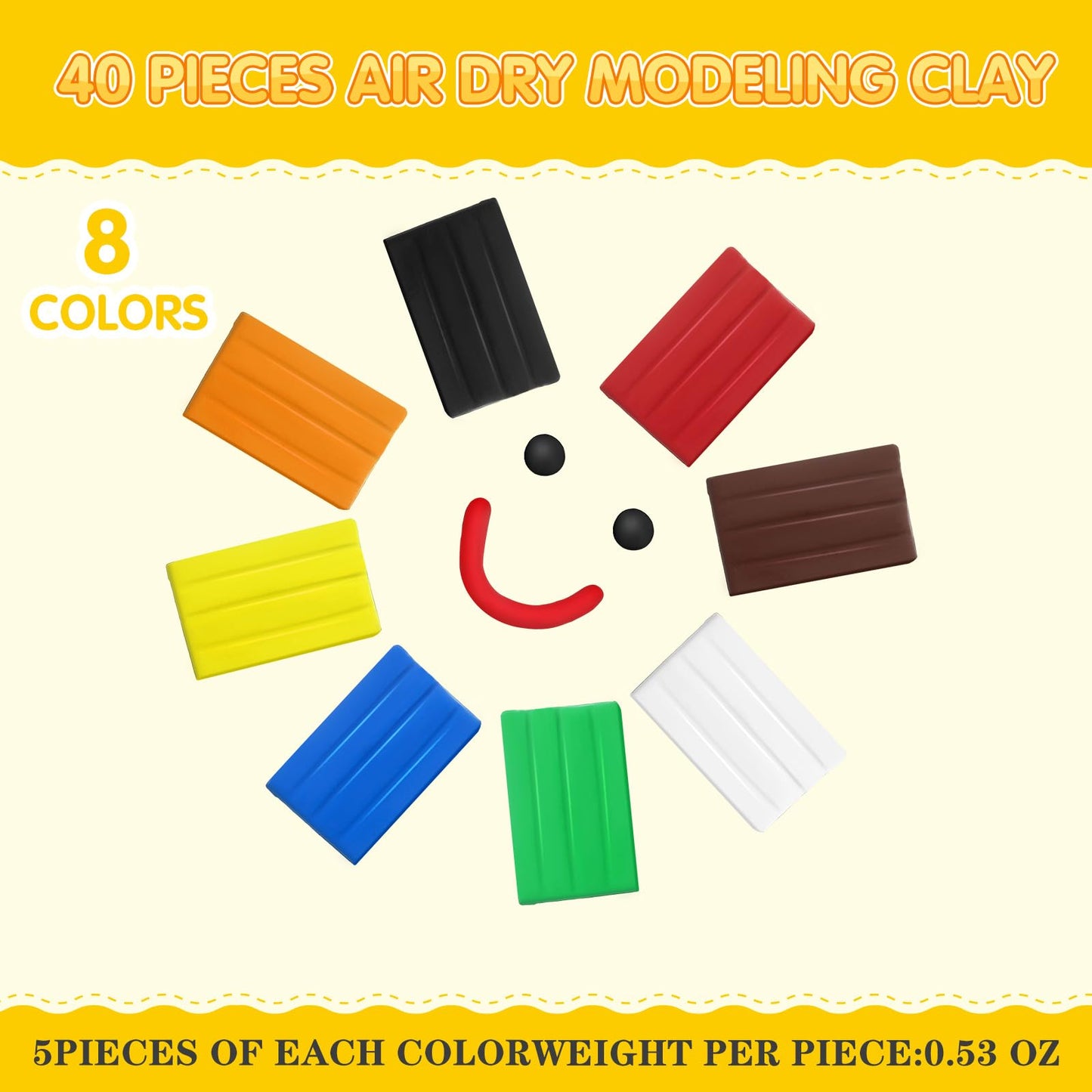 VioraWhite 40 Pcs 21oz Air Dry Clay Bulk Modeling Ultra Lightweight Foam Modeling Clay for Kids Adults Magic DIY Crafts Party Arts and School Project Gifts Supplies(Classic Colors)