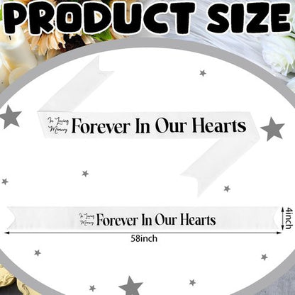Fanfanwin Funeral Sash - Memorial Ribbon for Celebration of Life | 58x4'' White, Forever in Our Hearts