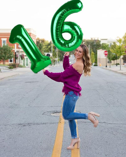 Numbers 26 Balloon - Dark Green 40 Inch Digital Balloon for 26th Birthday Party Decorations