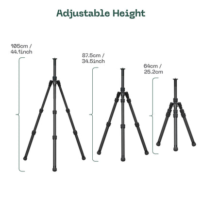 FANAUE Binocular Tripod, 42" Carbon Fiber Tripod Stand with Reversible Center Column, 1/4 and 3/8 Thread for Telescope, Spotting Scopes, DSLR Camera