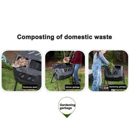 Kitchen Compost Bin, Outdoor Dual Chamber Tumbling Composter, Outdoor Rotating Compost Tumbler Bin for Garden, Kitchen, and Yard Waste, 160L/42Gallon,Indoor Compost Bin with Lid