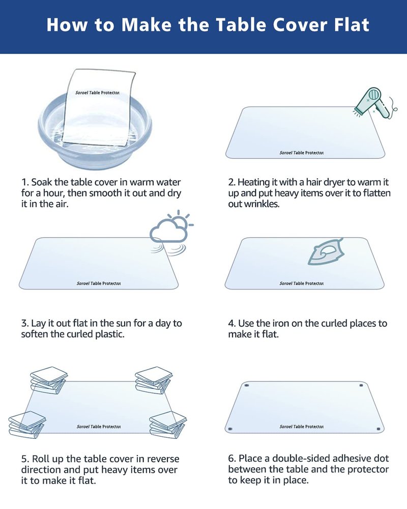 Soroel 38X120 Inch Clear Dining Room Table Cover Plastic Tablecloths Waterproof Office Desk Blotter Mat 1.5mm Thick Wood Furniture Topper Protector Pad for Night Stand End Side Table Kitchen Counter
