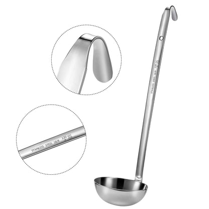 meekoo 3 Pieces Stainless Steel Ladle Soup Handle Ladle with Pouring Rim for Kitchen Cooking Soup Sauce (4 oz)