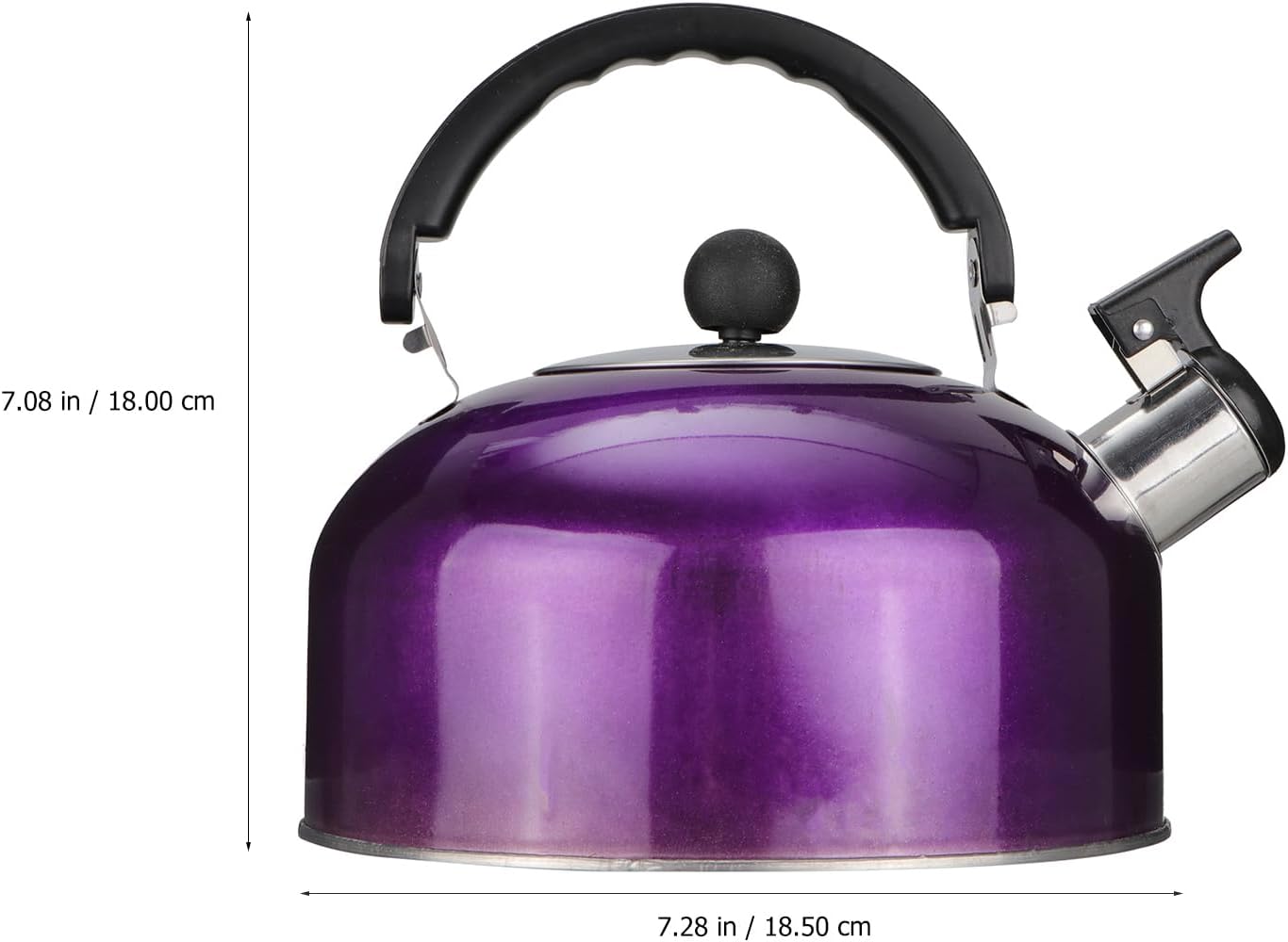 Tea Kettle for Stove Top: Purple Whistling Teapot, 3 Quart Stainless Steel Heating Water Container with Handle