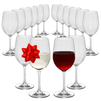 D'Eco Unbreakable Tritan Stemmed Wine Glasses, 12 oz (Set of 16) - Shatterproof, Crystal-Clear, BPA-Free Tumblers – Indoor & Outdoor Cups Great for Parties & Entertaining - Mothers Day Gift for Mom