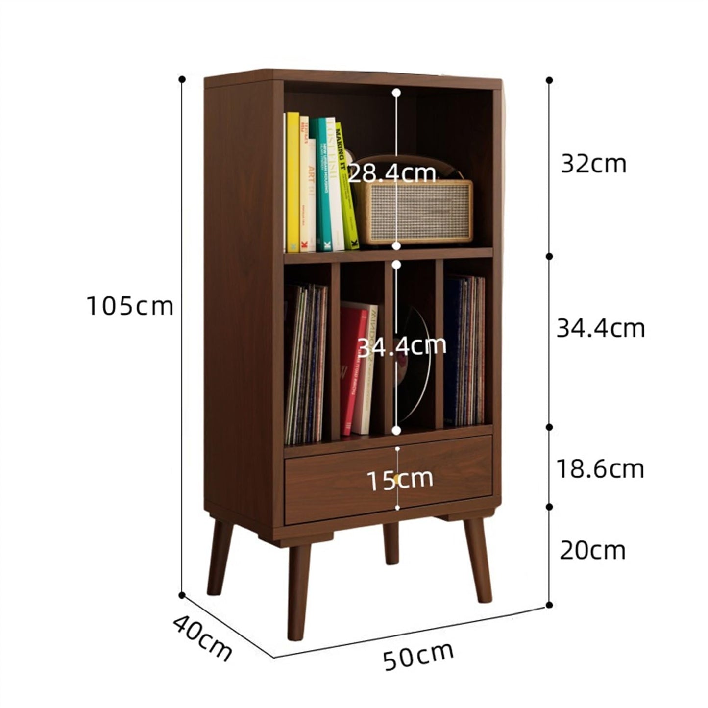 FDFDF Home Solid wood vinyl record cabinet CD rack storage gramophone floor-standing small bookshelf magazine