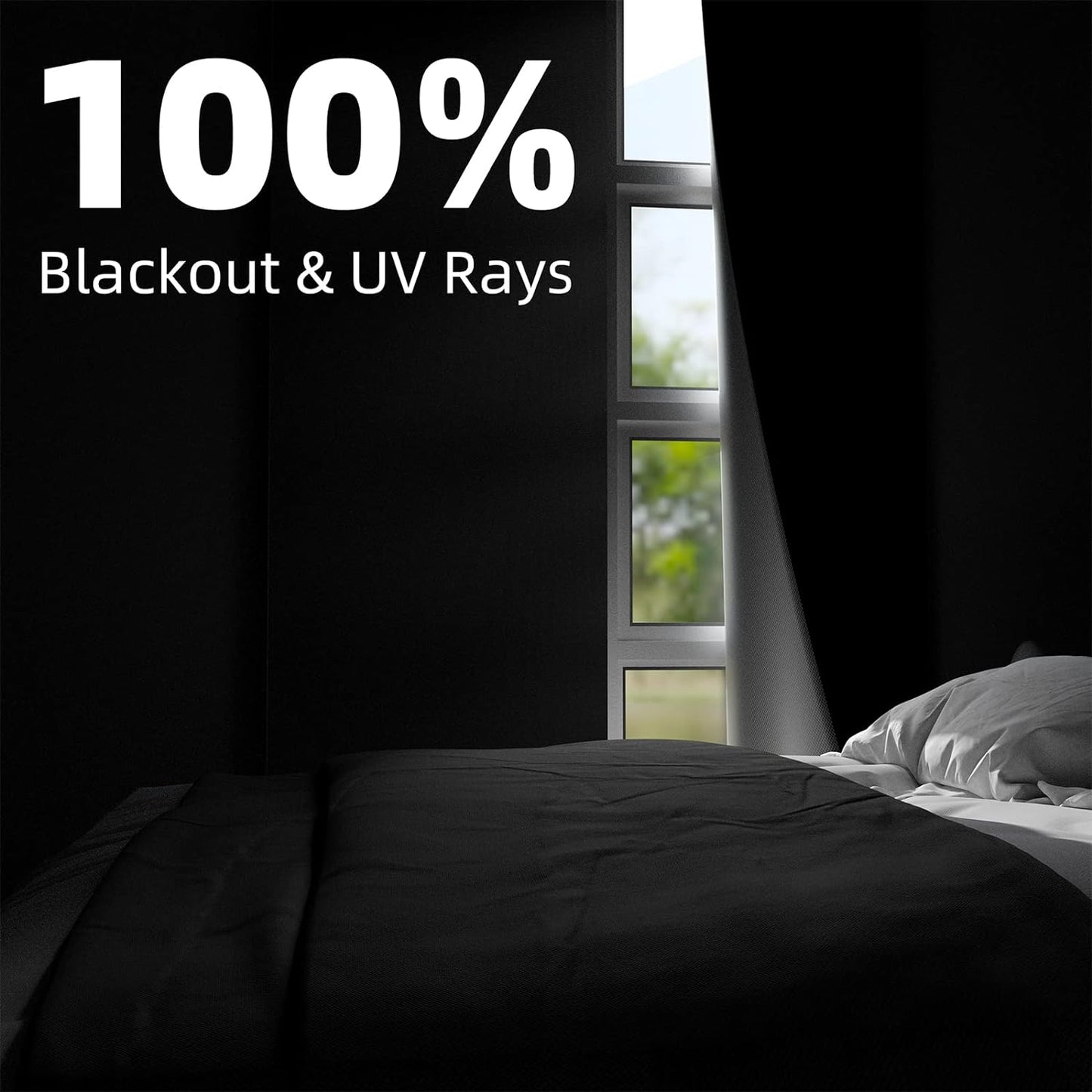 120"70", 100% NIGHTON Portable Blackout Curtains Strong Hook and Loop Tape Strips with Adhesive, Cuttable Blackout