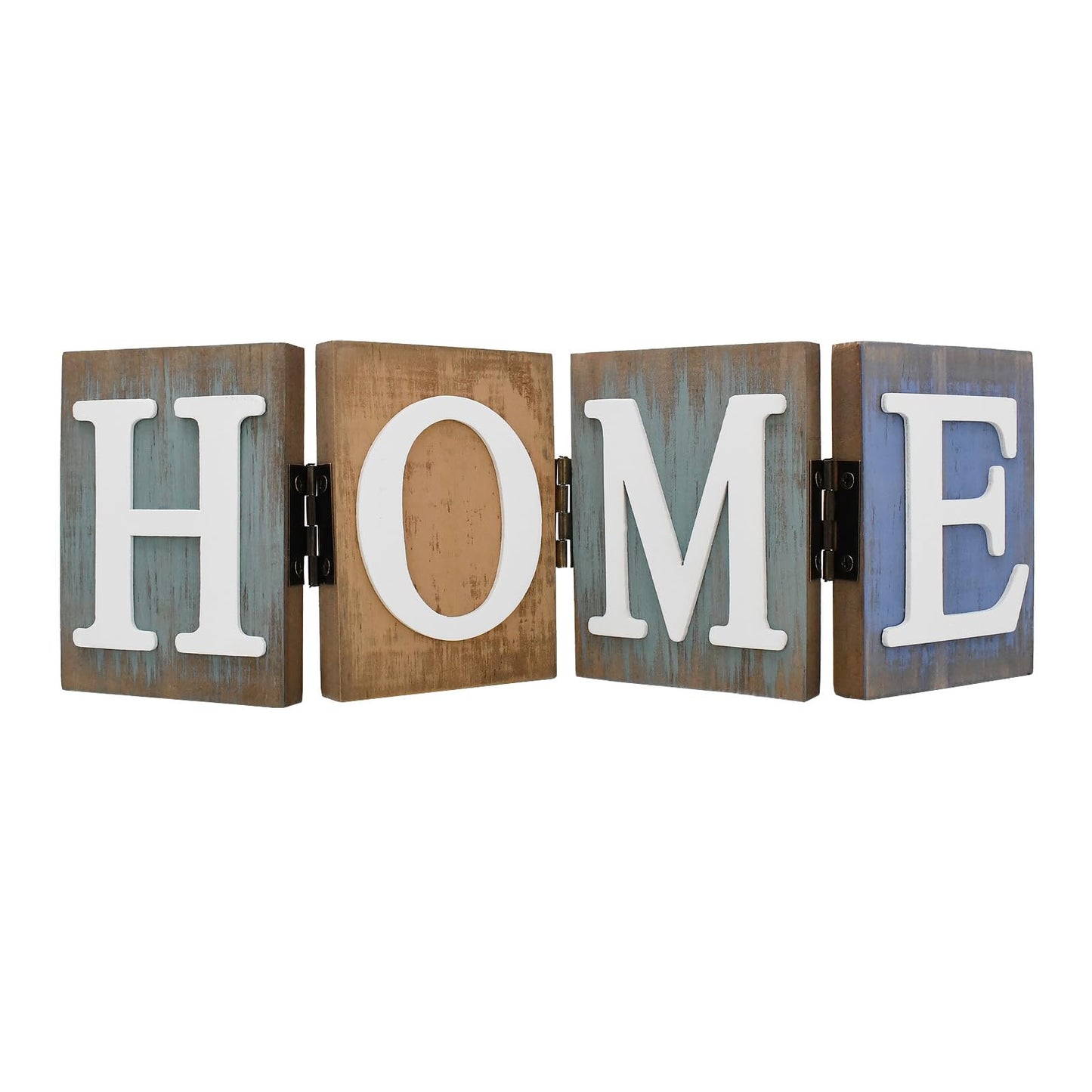 Aecipl Wooden Home Sign Rustic Decorative Letters Freestanding Letter Centerpiece Folding Word Sign Wood Farmhouse Decor for Tabletop Shelf Mantel Entryway Kitchen (Home)