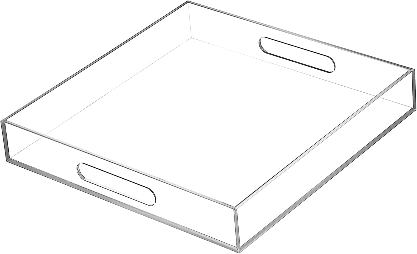 Clear Sturdy Acrylic Serving Tray - 12x12 Inch for Coffee, Appetizer, Breakfast, Makeup Drawer Organizer, Decorative