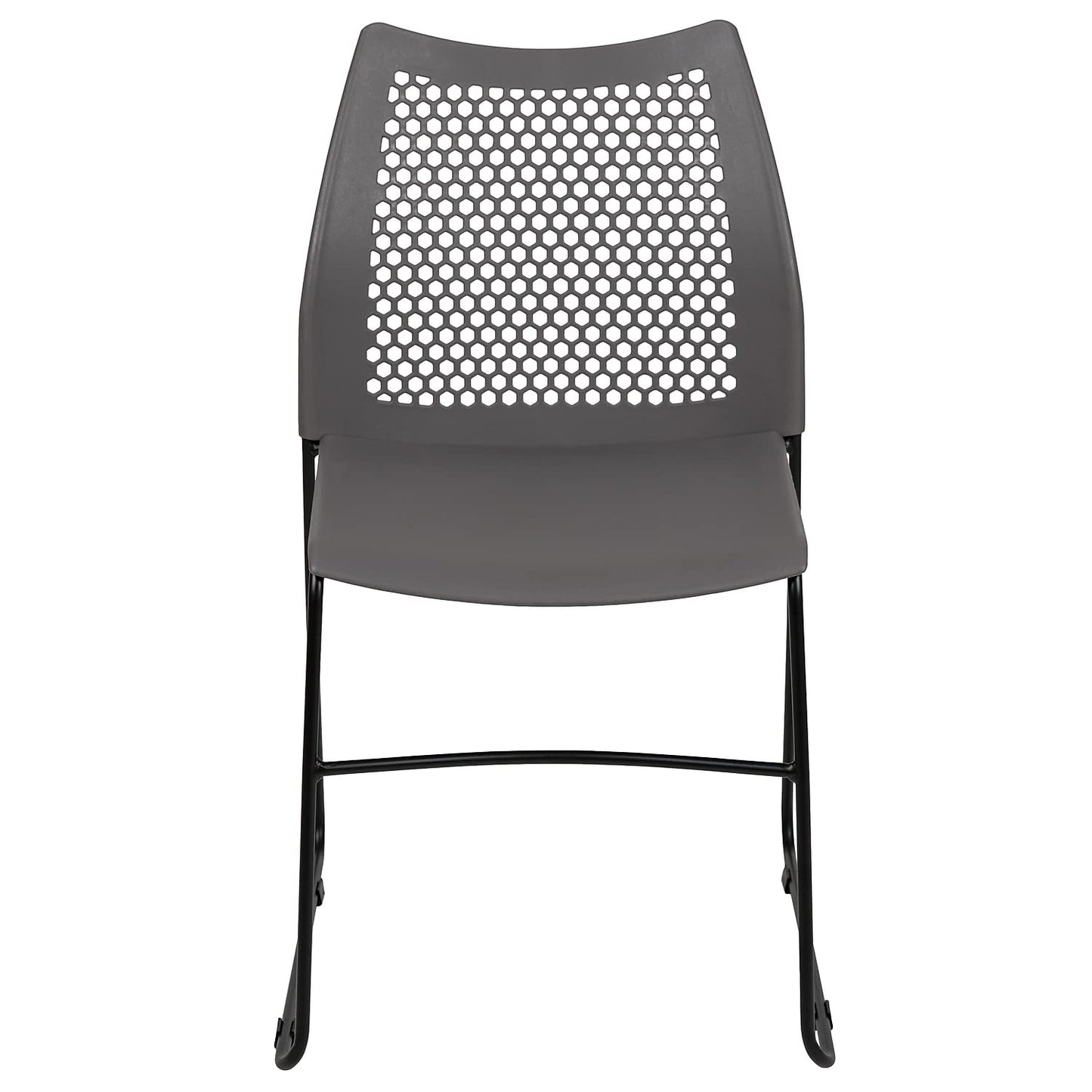 Flash Furniture Hercules Series Contoured Lobby Chairs with Air-Vent Honeycomb Backs, Ergonomic Stacking Chairs for Offices, Set of 5, Gray