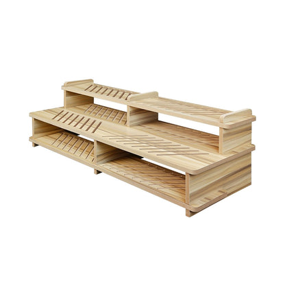 Floor Tile Sample Rack,Wooden Display Shelf for Building Materials - Stylish Long Strip Tile Stand for Marble & Floor Samples, Space-Saving Retail Store & Trade Show Rack (117x42)