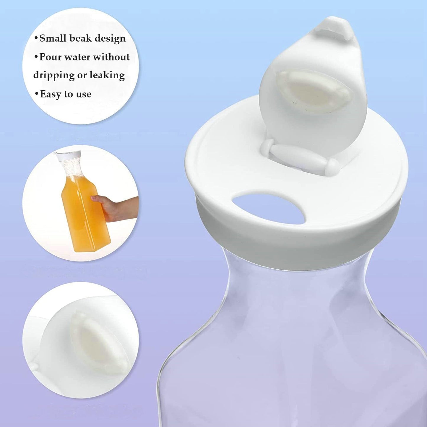 ASANMEYO 3-Pack 50 Oz Plastic Water Carafe Pitcher with Flip Top Lid, Square Base Juice Containers, Mimosa Bar Supplies Pitcher for Drinks, Water, Tea, Juice, Milk, Lemonade and Other Beverages