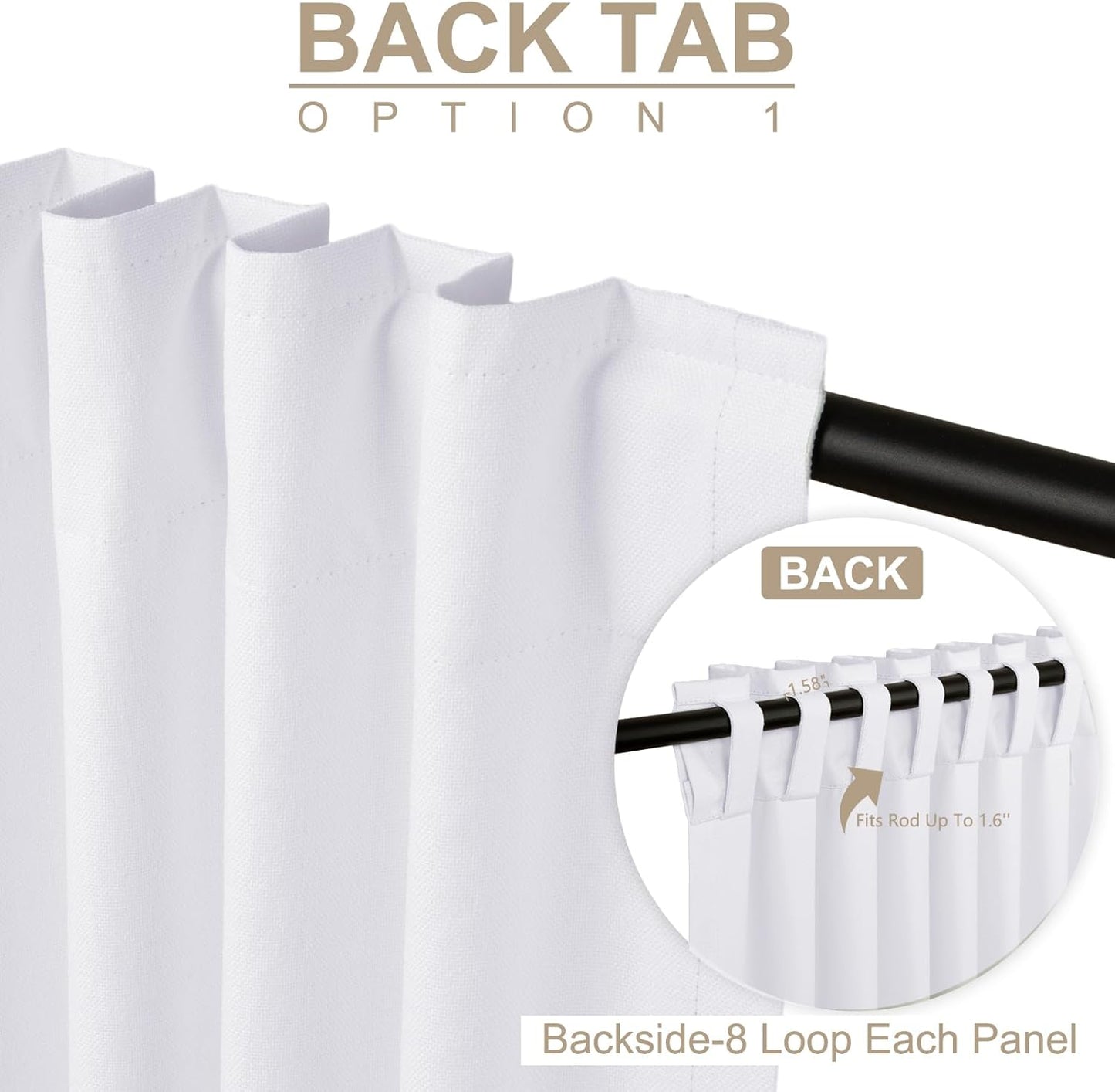 Skiennix Blackout Curtains - 100% Blackout Thermal Insulated Drapes | 84" Long, Bright White, 2 Panels Set