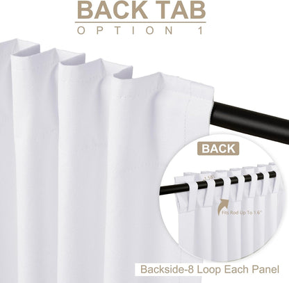 Skiennix Blackout Curtains - 100% Blackout Thermal Insulated Drapes | 84" Long, Bright White, 2 Panels Set