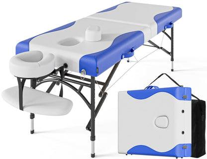 CLORIS 84" Professional Massage Table Portable 2 Folding Lightweight Facial Salon Spa Tattoo Bed Height Adjustable with Carrying Bag & Aluminium Leg Hold Up to 1000LBS - Widen