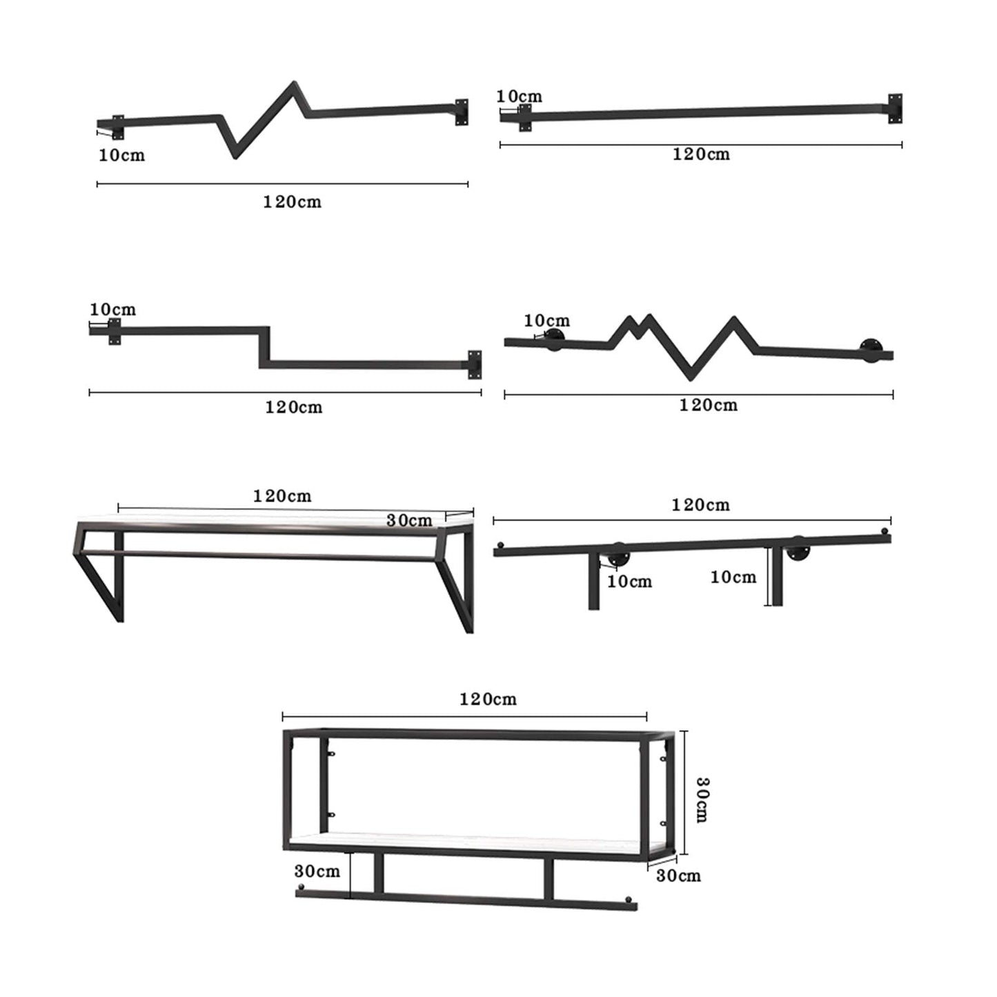 JHNKOJ Heavy Wall-Mounted Metal Garment Rack,Commercial Clothing Store Display Rack Suspended Ceiling Hanger,Clothes Hanger Rod for Retail Stores,Clothes Rod for Boutiqu,D