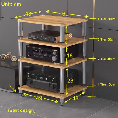 BERWDUXA HiFi Rack 3 Tier AV Media Stand Wood Shelf, Audio Tower, Record Player Stand Stereo Cabinet, Media Console Storage Shelf, Audio Video Components(Walnut,3-Tier(60x48x60cm))