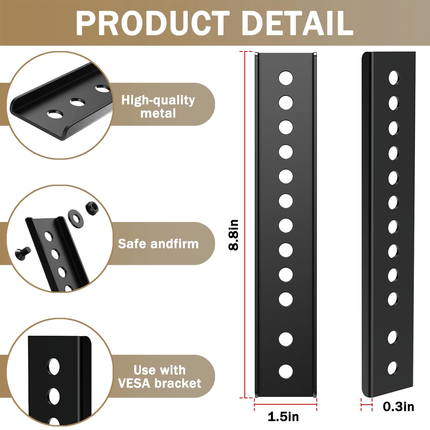 Vertical VESA Extender Plate Bracket Kit, TV Mount Extension Bracket Designed for Low VESA Pattern TV’s, Suitable for Use with Most VESA mounts and TV Ceiling Mount - 2 Brackets