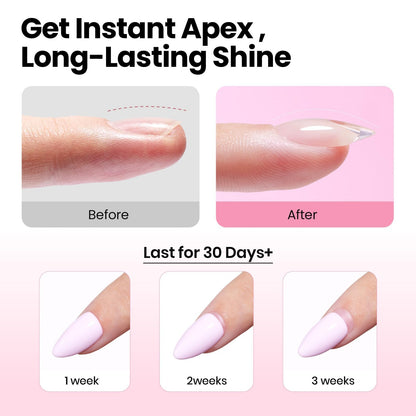 Beetles Tipex Instant Apex Nail Tips Kit, Coffin Long 224Pcs 16 Sizes Pre-Building & Pre-Etched Thicker Acrylic Nails False Nail Extension with Tipex Nail Glue Mini Nail Lamp