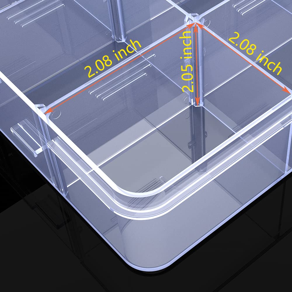 YUGOOD Large Clear Organizer Box,12 Grids Organizer Box with Removable Dividers for Jewelry,Bead Storage,Plastic Compartment Container for Tool Tackle(8.8 x 7.1 x 2.3 in)