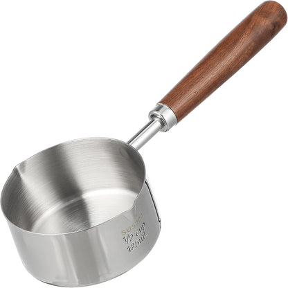 Luxshiny Mini Sauce Pan, 125ml Stainless Steel with Pour Spouts, Small Melting Pot for Cooking, Picnic