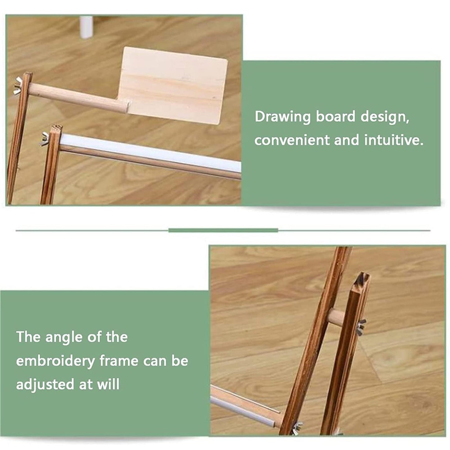 Adjustable Cross Stitch Frame Stand, 360° Rotating Wooden Embroidery Holder, Hands-Free Tool for Needlework & Craft Sewing