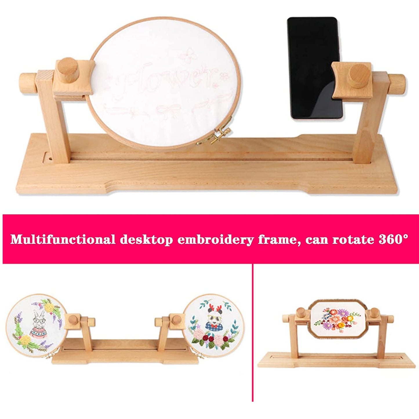 Adjustable Embroidery Hoop Stand - Rotated Cross Stitch Holder Stand Lap, Desktop 360 Degrees Rotating Embroidery Kit Lap Frame (Not Include The Hoop)