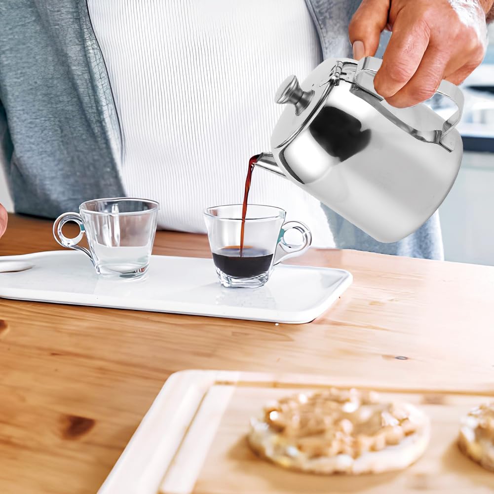 Cold Water Jug Teapot, 20 Ounces Stainless Steel Coffee Pot, Short Spout Tea Kettle for Home Kitchen