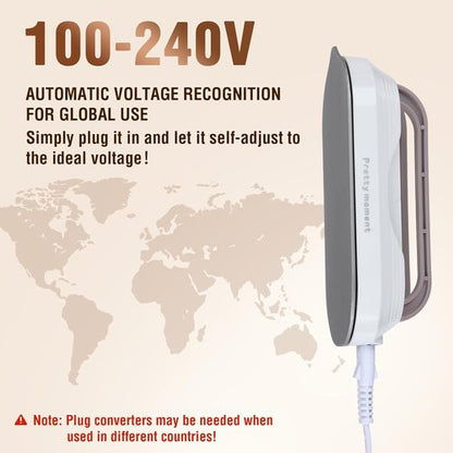 Biupky Mini Travel Iron - Fast Heating 300W with Ceramic Non-Stick Soleplate | Lightweight 0.8lbs