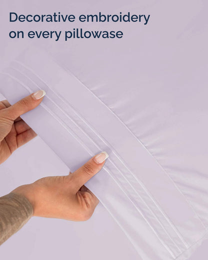 Skiennix Twin XL Sheet Set - Comfy Cooling Bed Sheets - Luxury Bedding in Light Lavender - Deep Pockets & Wrinkle-Free