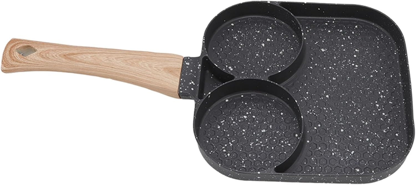 Nonstick Egg Frying Pan, 3 in 1 Breakfast Pan, Divided Grill Pan for Gas, Stovetops, Induction Cooker