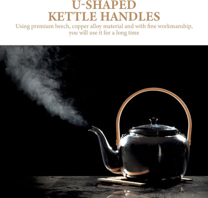 Luxshiny 2 Sets Wooden Teapot Handle Replacement, U Shape Kettle Handle for Stovetop Teapot, Pottery, Stainless Steel
