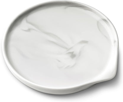 Large Ceramic Spoon Rest for Kitchen - Dishwasher Safe Marble Decor Spoon Holder, 5.5 Inches