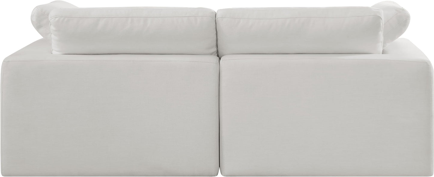 Meridian Furniture 187Cream-S80 Comfy Collection Modern | Contemporary Upholstered Modular Sofa with Cream Linen Textured Fabric Upholstery, Down Feather Cushions, 80" W x 40" D x 34.5" H, Cream
