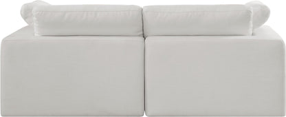 Meridian Furniture 187Cream-S80 Comfy Collection Modern | Contemporary Upholstered Modular Sofa with Cream Linen Textured Fabric Upholstery, Down Feather Cushions, 80" W x 40" D x 34.5" H, Cream