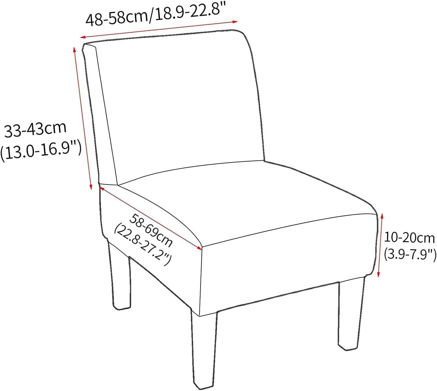 Armless Armless Accent Chair Cover, Large Size Slipper Chair Slipcover, Stretch Universal Thin Fabric Living Room Chair