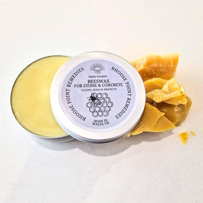 Rhoose Point Remedies Beeswax Polish for Stone & Concrete 3.5 Fl Oz – Cleans, Seals & Protects Natural & Man-Made Surfaces inc. Marble, Quartz, Granite, Slate, Ceramic